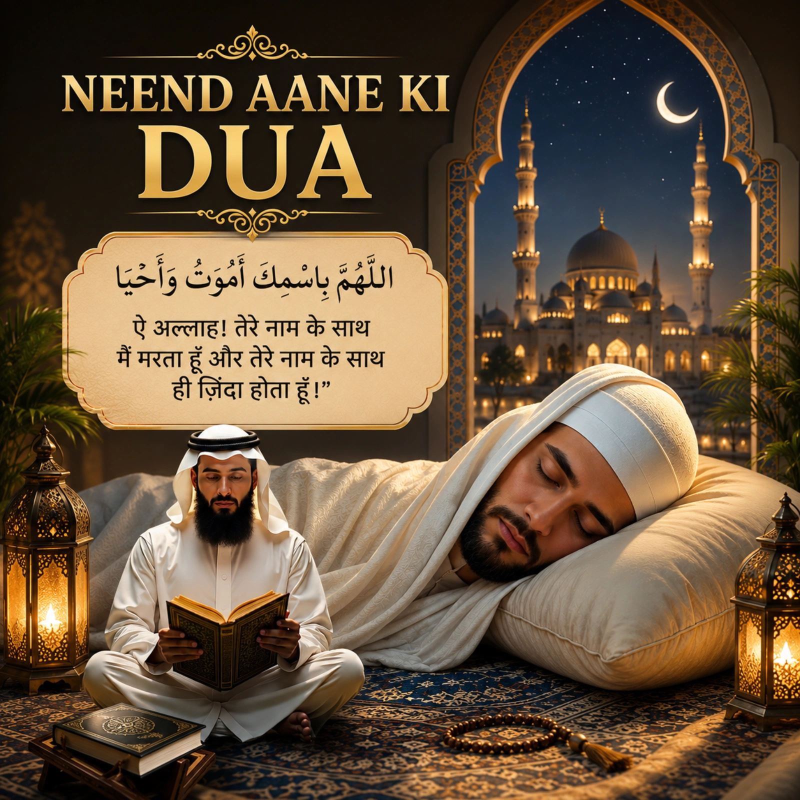 Neend Aane Ki Dua In Arabic, Hindi & English With Meaning