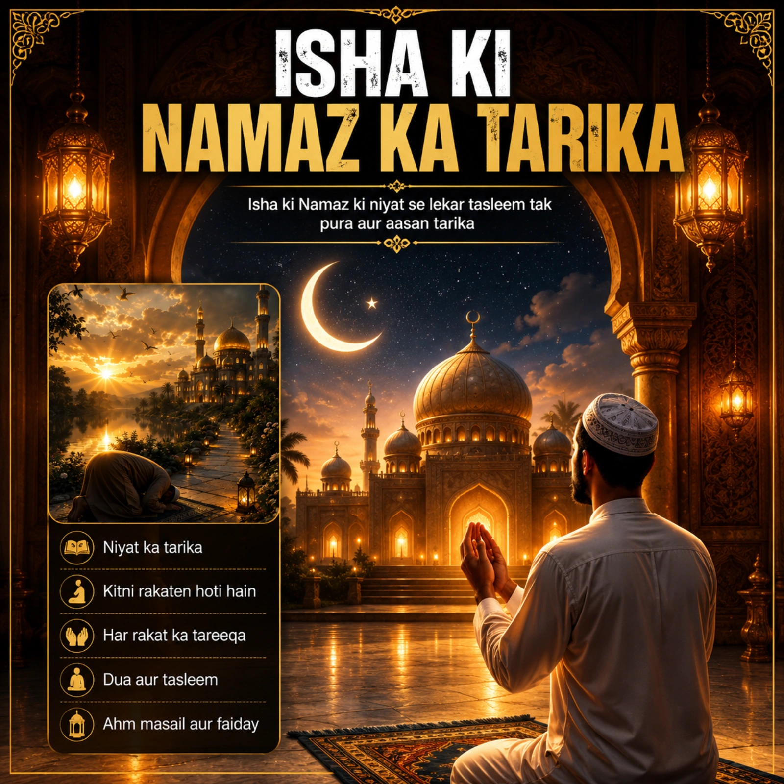 Isha Ki Namaz Ka Tarika – Full Method, Rakats & Duas